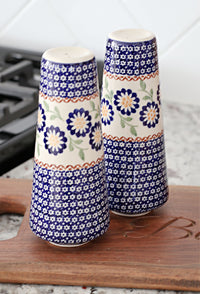 Peach Blossom Salt & Pepper Shakers Polish Pottery
