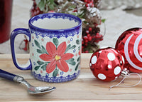 Poinsettia Coffee Mug Polish Pottery