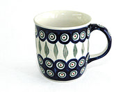 Peacock Plain Coffee Mug Polish Pottery