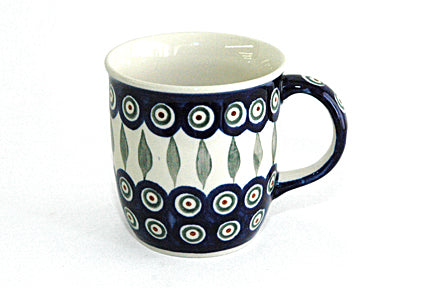 Peacock Plain Coffee Mug Polish Pottery