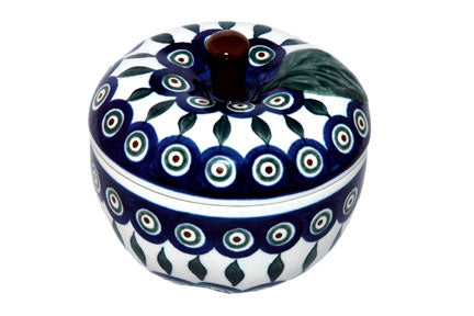 Peacock Apple Baker Polish Pottery