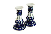 Peacock Candlestick Pair Polish Pottery