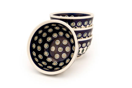 Peacock 4 Piece Dessert Bowl Set Polish Pottery