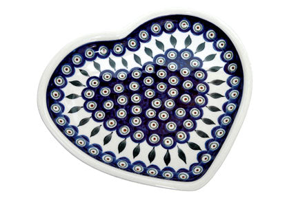 Peacock Heart Plate Polish Pottery