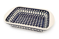Peacock Large Rectangular Baker with Handles Polish Pottery