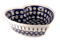 Peacock Large Heart Bowl Polish Pottery