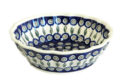 Peacock Large Scallop Bowl Polish Pottery