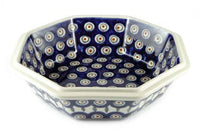 Peacock Large Octagonal Bowl Polish Pottery