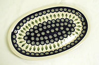 Peacock Large Oval Platter Polish Pottery
