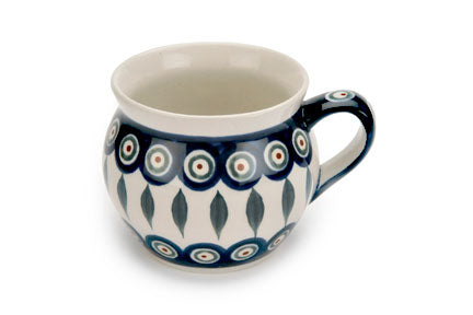 Peacock Medium Bell Shaped Mug Polish Pottery