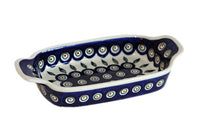 Peacock Rectangular Serving Dish Polish Pottery