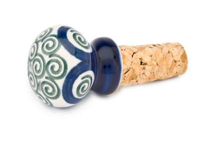 Peacock Swirl Wine Cork Polish Pottery