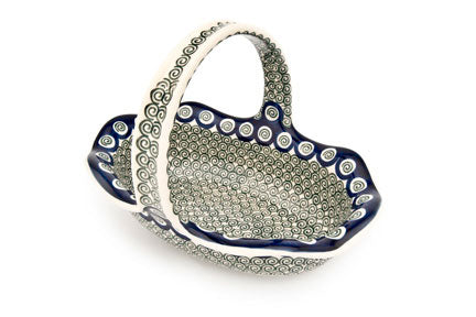 Peacock Swirl Basket Polish Pottery