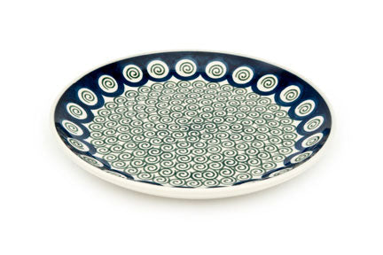 Peacock Swirl Dessert Plate Polish Pottery