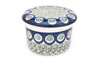 Peacock Swirl French Butter Dish Polish Pottery