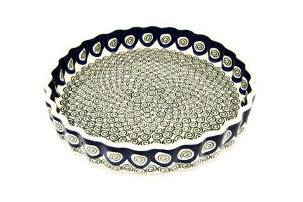 Peacock Swirl Torte Plate Polish Pottery