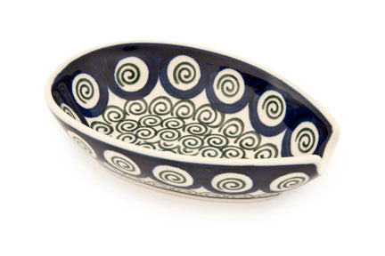 Peacock Swirl Small Spoon Rest Polish Pottery