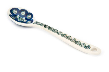 Peacock Swirl Sugar Spoon Polish Pottery