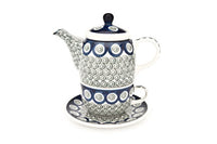 Peacock Swirl Tea for One Polish Pottery