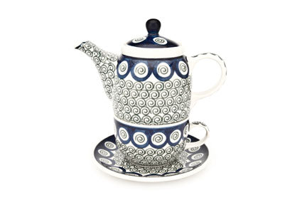 Peacock Swirl Tea for One Polish Pottery