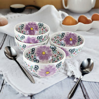 Lilac Garden 4 PC Dessert Bowl Set Polish Pottery