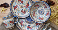 Red Daisy 16 Piece Dinner Set Polish Pottery