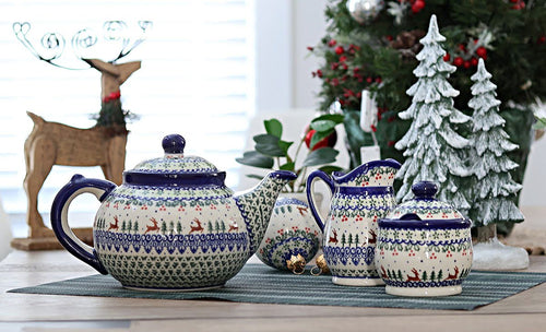 Reindeer Delight Teapot Polish Pottery