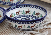 Reindeer Pine Cereal/Soup Bowl Polish Pottery