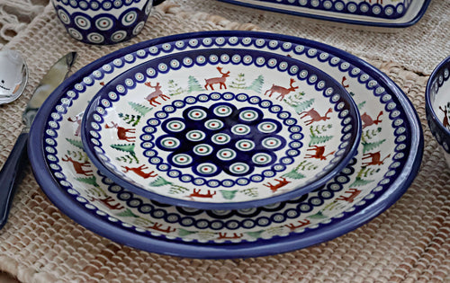 Reindeer Pine Dinner Plate Polish Pottery