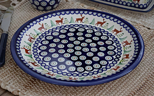 Reindeer Pine Dinner Plate Polish Pottery