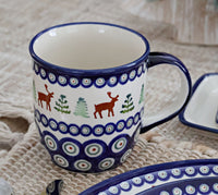 Reindeer Pine Plain Coffee Mug Polish Pottery