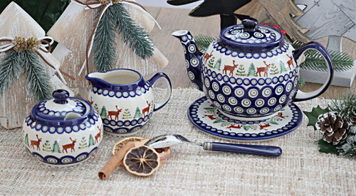 Reindeer Pine Trivet Polish Pottery