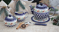 Reindeer Pine Three Piece Tea Set Polish Pottery