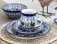 Rooster Row Dinner Plate Polish Pottery