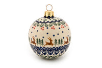 Reindeer Delight Large Christmas Ball Polish Pottery