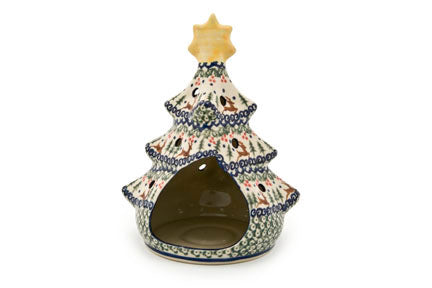 Reindeer Delight Christmas Tree Luminary Polish Pottery