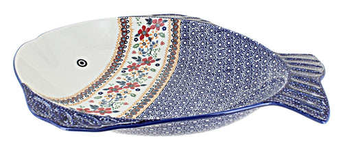 Polish Pottery Red Daisy Large Fish Platter
