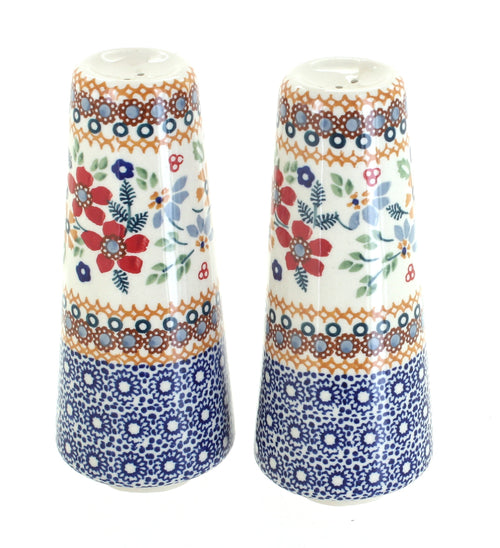 Polish Pottery Red Daisy Salt & Pepper Shakers