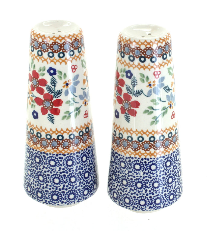 Polish Pottery Red Daisy Salt & Pepper Shakers