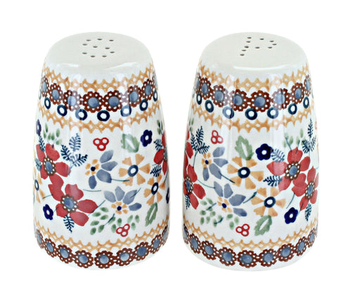 Polish Pottery Red Daisy Salt & Pepper Shaker