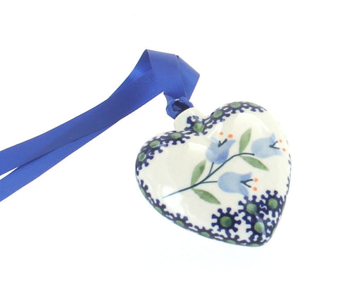 Polish Pottery Tulip Heart Ornament