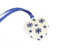 Polish Pottery Snow Flurry Heart Ornament