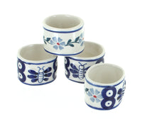Polish Pottery Blue Violet Napkin Ring Set