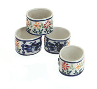 Polish Pottery Garden Bouquet Napkin Ring Set