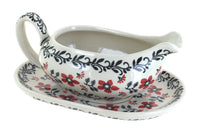 Polish Pottery Scarlett Ivy Gravy Boat & Plate