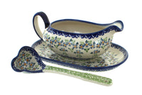 Polish Pottery Summer Vine Gravy Boat & Ladle