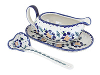 Polish Pottery Sunflower Gravy Boat & Ladle