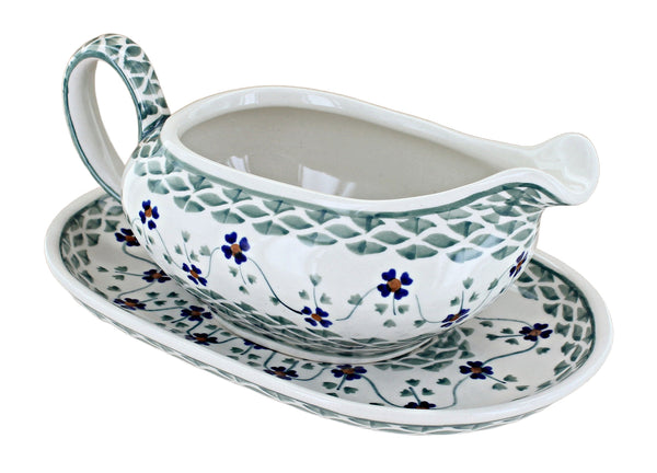 Sage Floral Gravy Boat & Plate