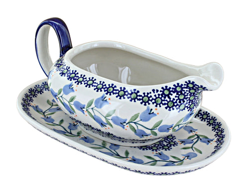 Polish Pottery Tulip Gravy Boat & Plate