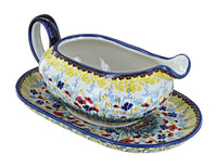 Polish Pottery Prairie Garden Gravy Boat & Plate